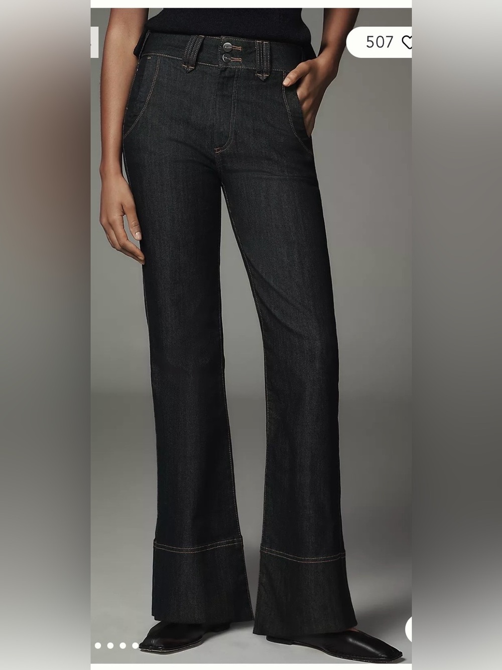 Anthropologie Pilcro High Rise Trouser Bootcut Jean 27 Dark Wash Denim Zip Fly